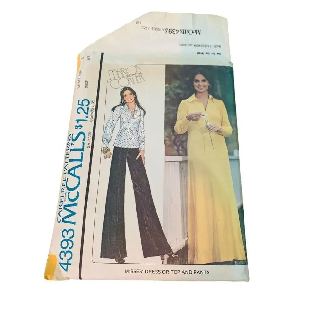 Size 18 McCall's 4393 Uncut Vintage 1970s Marlos Corner Misses Dress or Tops an